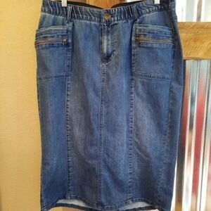 Vtg Midi Straight Jean Skirt Sz 0X Catherines Yellowstone